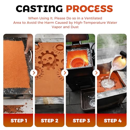 5.5LB Casting Sand Kit with 0.22LB Viscosity Soil, Oil-Free Foundry Sand for Metal Casting & Jewelry Making, for Silver, Copper, Bronze, Reusable Molding Clay (5.5, Pounds)