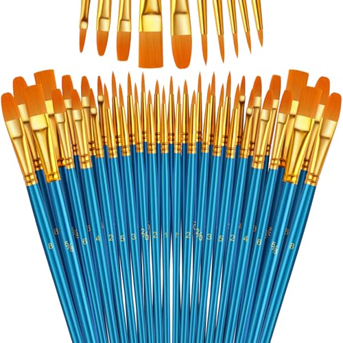 Paint Brushes Set, 16 Pack 160 Pcs Round-Pointed Tip Paintbrushes Nylon Hair Artist Acrylic Paint Brushes for Acrylic Oil Watercolor, Face Nail Art, Miniature Detailing & Rock Painting, Blue - color: Blue, size: 16 Pack