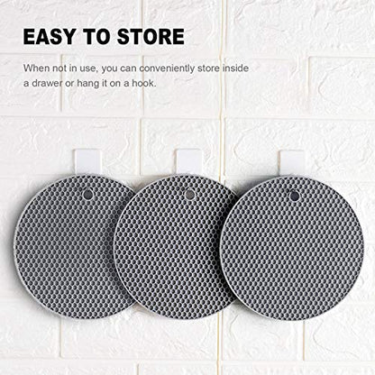 4 Pcs Trivets for Hot Dishes, Kitchen Heat Resistant Silicone Trivet, Extra Thick, Large, Non Slip (2. Gray) - color: 2. Gray