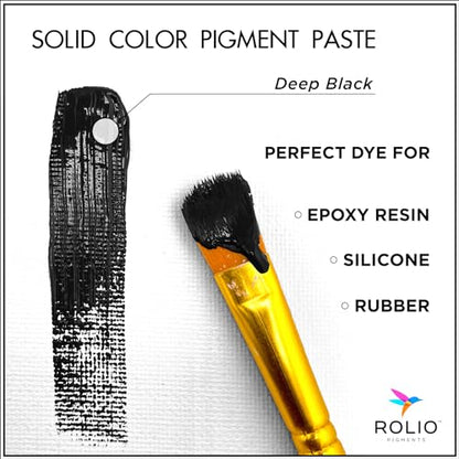 Rolio Deep Black Pigment Paste for Epoxy Resin – 2oz Jar – Opaque Black Epoxy Colorant, Resin Dye Paste, High-Intensity Pigment Paste for Art, Jewelry, Crafts, Tumblers & DIY Projects - color: Deep Black