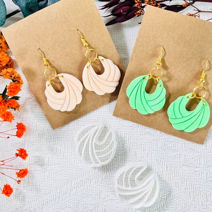 Xaekicr Polymer Clay Cutters – 2PCS Shell Swirl & Abstract Arch Clay Cutters for Polymer Clay Jewelry, Clay Tools and Earring Cutters for DIY Crafts and Earring Kit - color: C color