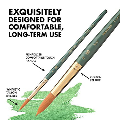 Princeton Lauren Round Brush, Synthetic, Short Handle, Size 6, 1 Count - color: Evergreen, size: Size 6
