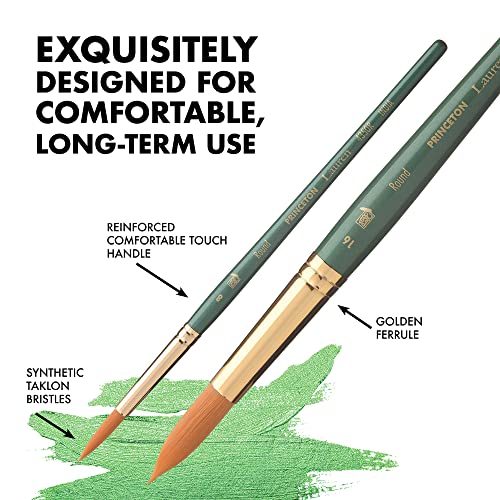 Princeton Lauren Round Brush, Synthetic, Short Handle, Size 8, 1 Count - color: Evergreen, size: Size 8
