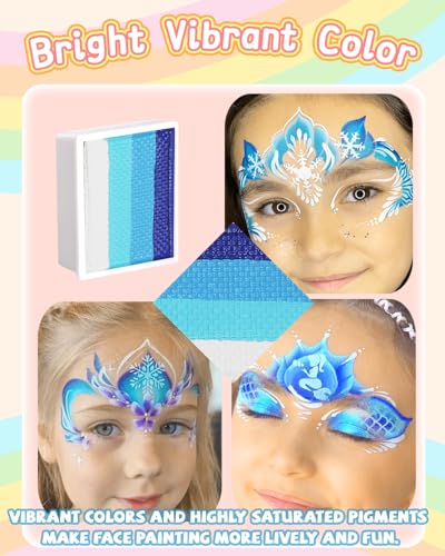 Anka Bella Professional Washable 24x10gm Face Paint for Kids & Adults,Water Based One Stroke Split Cake Face Painting Kit with Brushes,Non toxic ,Ideal for Easter/Parties/Halloween/Carnival - color: Multicolor