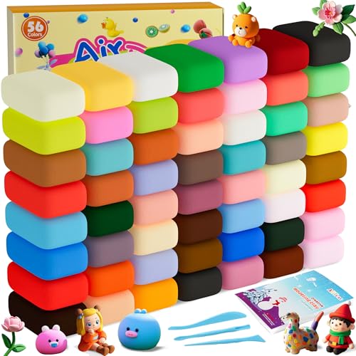 ARTPAR Air Dry Clay Kit,56 Colors Modeling Magic Clay for Kids,DIY Classroom Bulk Starter Sculpting Kit, Soft & Ultra Light, Art and Crafts Party Favors for Boys Girls Kids 3-12 - color: 56 Colors
