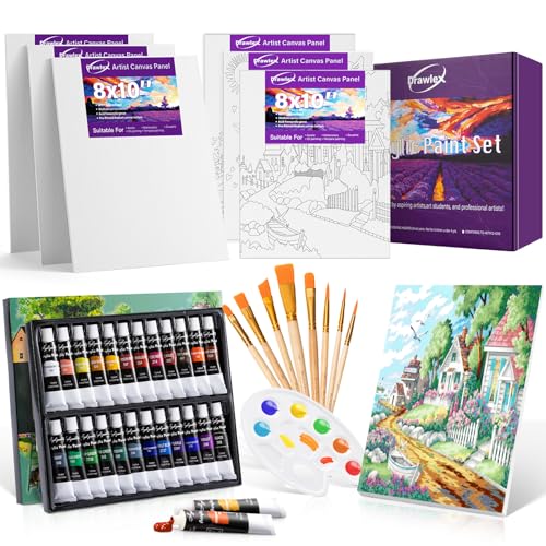 Painting Kit for Kids 6-12 Paint Set for Kids with 24 Acrylic Paint | Paint Supplies Set for Kids Adults with Paint Brushes Canvas Panels