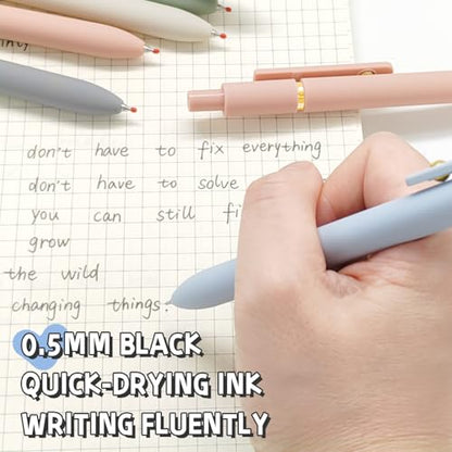 UIXJODO 6 Pcs Gel Pens 0.5mm Quick Dry Black Ink Pens Fine Point Smooth Writing Pens, Cute Office and School Supplies Gifts for Women Teacher Students (6 Pcs Morandi Gold) - color: 6 Pcs Morandi Gold