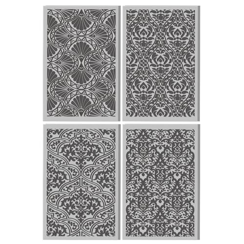 4 Pcs Damask Patterns Texture Pattern Polymer Clay Texture Sheet Rubber Clay Texture Mat for Polymer Clays Making Earrings Jewelry DIY Crafts, 4 × 2.5 Inch - style: Damask Patterns