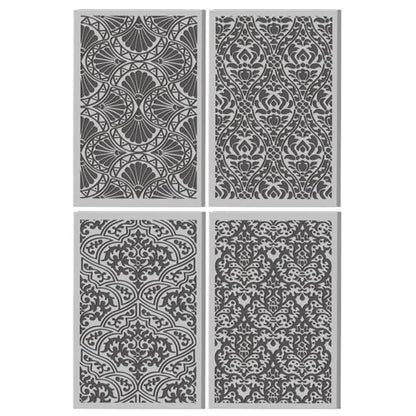 4 Pcs Damask Patterns Texture Pattern Polymer Clay Texture Sheet Rubber Clay Texture Mat for Polymer Clays Making Earrings Jewelry DIY Crafts, 4 × 2.5 Inch - style: Damask Patterns