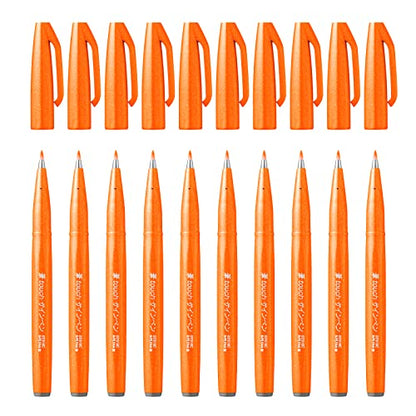 Pentel Brush Sign Pen - Orange (Pack of 10) - color: Orange