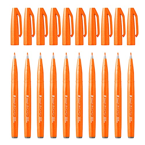 Pentel Brush Sign Pen - Orange (Pack of 10) - color: Orange
