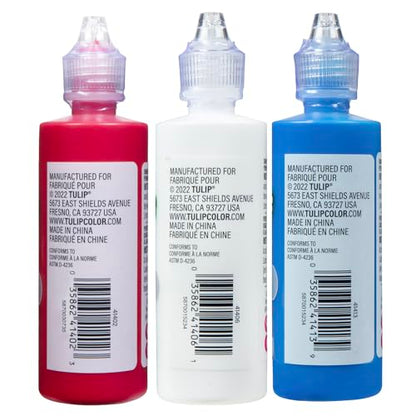 Tulip Puff Fabric Paint, Permanent Craft Paint for Clothes, DIY Projects, Notoxic, 4 fl oz 3-Pack, Patriotic USA Variety Pack - Red, White, Blue