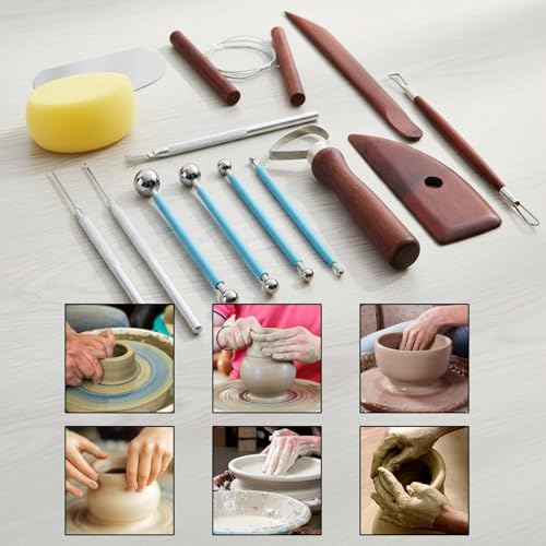 14 Piece Clay Tools Kit – Pottery and Polymer Clay Sculpting Set for Beginners & Adults, Air-Dry Clay Tools for Carving, Drawing, Molding, Shaping and Modeling(14)