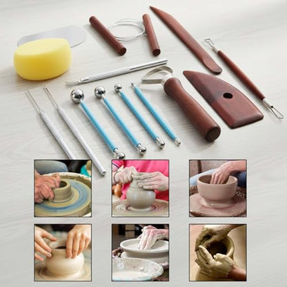 14 Piece Clay Tools Kit – Pottery and Polymer Clay Sculpting Set for Beginners & Adults, Air-Dry Clay Tools for Carving, Drawing, Molding, Shaping and Modeling(14)