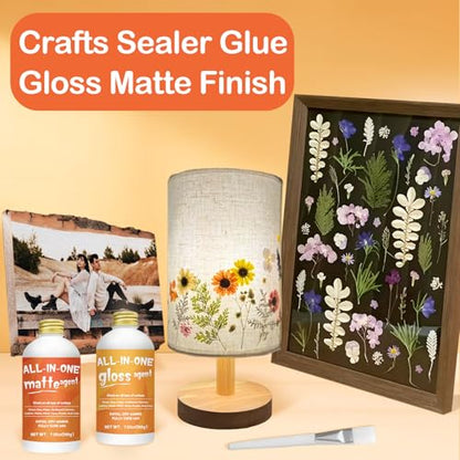 1DFAUL Crafts Sealer Gloss Matte Finish, 400ml All Purpose Craft Glue | All in One Craft Glue, Varnish & Finish, for Wood, Paper, Acrylic Paints, Ceramics, Fabrics, Clay - style: A3 Gloss+Matte