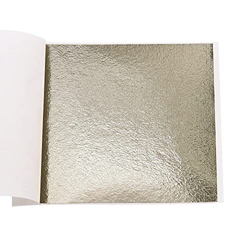 KINNO 100 Sheets Gold Leaf Sheets - KINNO Antique Silver Foil Paper Multipurpose for Home, Wall, Frame, Ceiling, Furniture Decoration, 3.15 by 3.35 Inches - color: Antique Silver