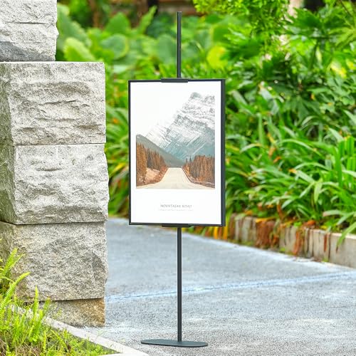 Easel Stand for Sign, Adjustable Display Stands for Frames up to 64", Black Metal Floor Easels for Painting, Picture Frame Holder Easel for Art Signs Photos, Iron Easel with Base for Home Events