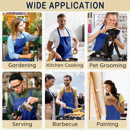 Chef Apron for Men and Women Wash Free Bib Apron with 2 Pockets Water & Oil Proof Adjustable Aprons - color: Blue