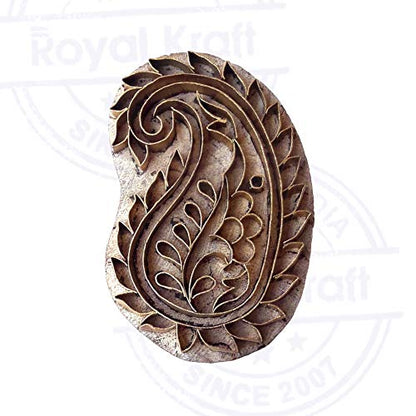 Beautiful Wooden Block Brass Paisley Designs Clay Printing Stamp - size: BSCtag017