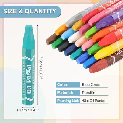 PATIKIL Blue Green Oil Pastels, 48Pcs Soft Oil Crayons Pastels Stick Vibrant and Creamy Art Supplies Bulk for Artists Beginners Art Painting Drawing Blending Graffiti Gallery - color: Blue Green