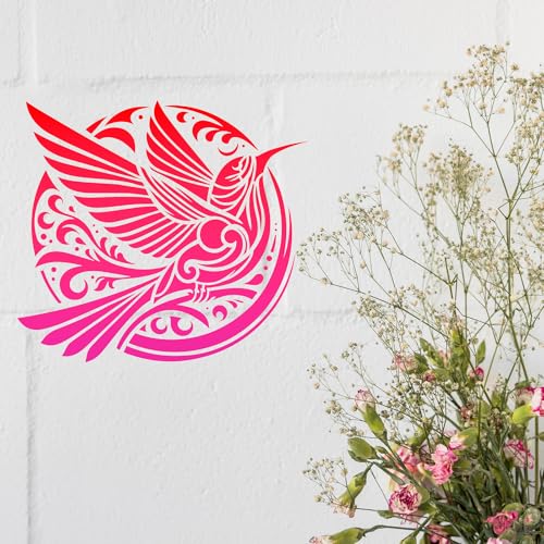 AFRITEE Hummingbird Stencils for Painting Reusable - 9 Pcs Cardinal Bird Reusable Craft Template on Wood for Home Decor, Floral Painting Stencil DIY Home Wall Floor Holiday Decorations - style: Hummingbird
