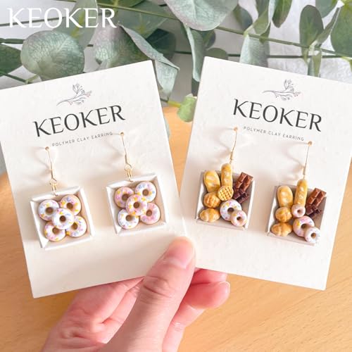 KEOKER Dessert & Bread Polymer Clay Molds & Charcuterie Boards Clay Cutters, Clay Silicone Molds, 6 Shapes Polymer Clay Cutters, 12pcs Earring Molds for Polymer Clay, Polymer Clay Molds for Jewelry - color: B Color