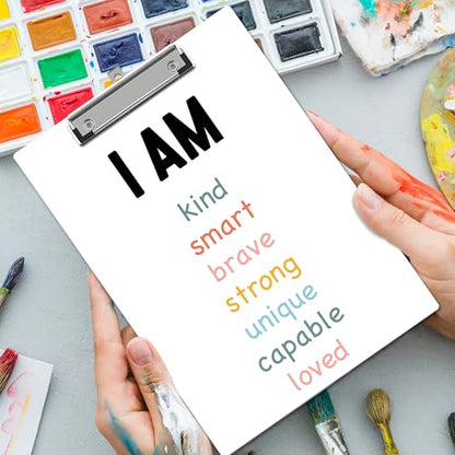 Mental Health Clipboard, Affirmation ClipBoards with Low Profile Clip for Toddler Kids Students, Therapist ClipBoards Suitable for School Office, 13" x 9.4" Size - C07 - style: I Am Kind Smart