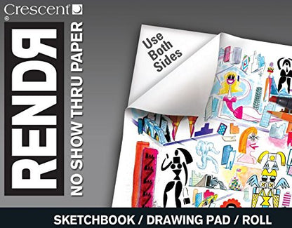 Crescent Cardboard 12-00018 32-Sheet Rendr No Show Thru Drawing Pad, 11 by 14-Inch