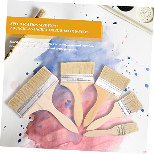 5pcs Oil Paint Brush Fine Detail Set Bristle Brush Set for Oil Painting Wooden Handle Paint for Furniture Watercolor Painting
