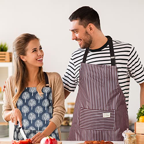 SATINIOR 3 Pieces Waterproof Bib Apron with 2 Pockets Adjustable Cooking Kitchen Apron for Women Men Chef BBQ Baking Cleaning - color: Black, Coffee and Grey