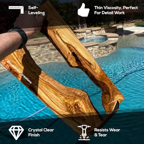 Superclear 24 Hour Fast Cure Deep Pour Epoxy Resin 1.5 Gallons Kit, 1 Inch Liquid Glass Clear Casting Resin for Small River Pours and Castings, Live Edge Wood, Food Safe, Bubble Free - size: 1.5 Gallons