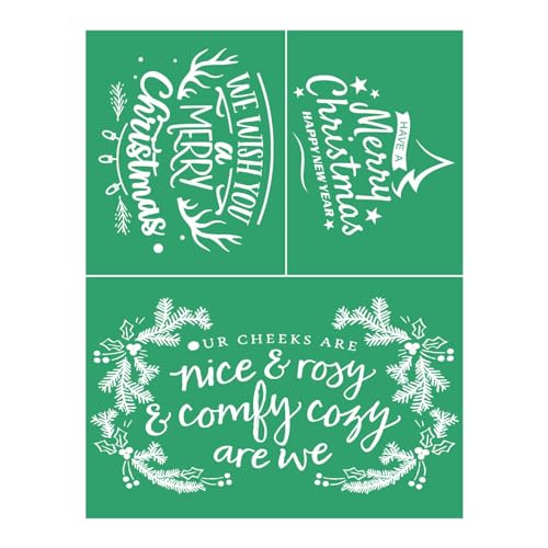 DGAG Christmas Self-Adhesive Silk Screen Stencils,Nice and Rosy Screen Printing Stencils for Craft Xmas Elk Chalk Paste Stencil Transfers Reusable Stencils for Painting on Wood Farmhouse Home Decor - color: nice & rosy stencils