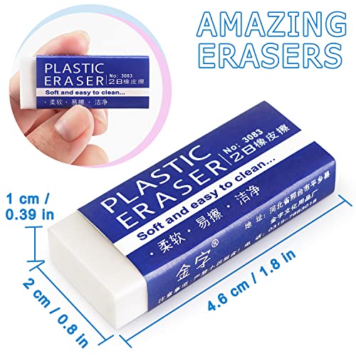 Tamaki Erasers, Large, White, 6 Pack | Erasers for School Office, Art Eraser for Drawing