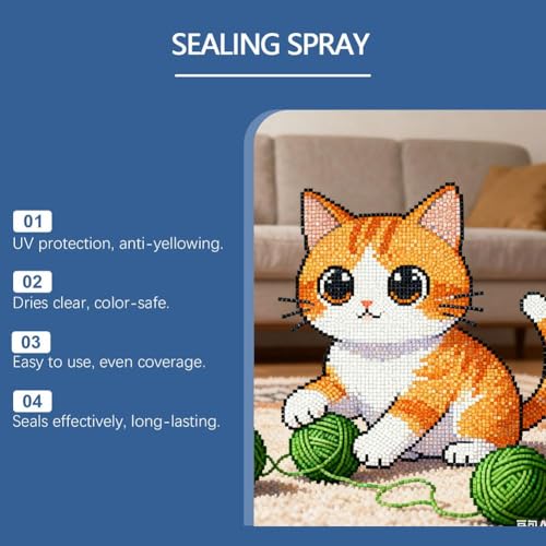 Diamond Art Sealer Spray, Fast Drying Permanent Glue for DIY Diamond Art Painting, Anti-Yellowing Clear Finish Sealing Spray, Long-Lasting Clear Coat for Canvas & Resin Diamonds Arts,100ml (1pcs)