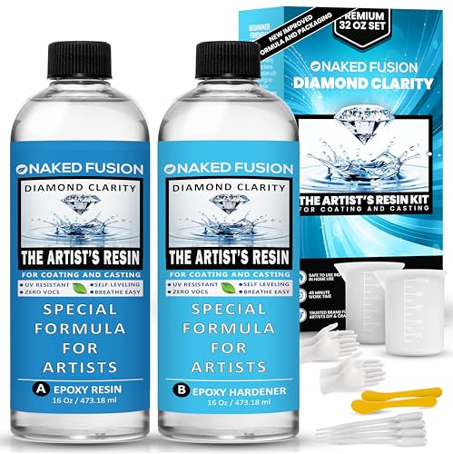 Epoxy Resin Art Resin Crystal Clear Formula - The Artist's Resin for Coating, Casting, Resin Art, Geodes, River Tables, Resin Jewelry- Non-Toxic (32 Oz Kit) - color: The Artist's Resin New Formula 32 OZ