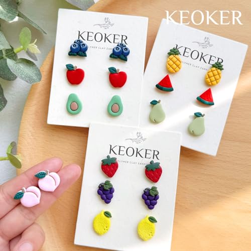 Keoker 20 Shapes Polymer Clay Cutters, Clay Earrings Cutters, Strawberry Clay Cutters for Earrings Jewelry Making - color: All