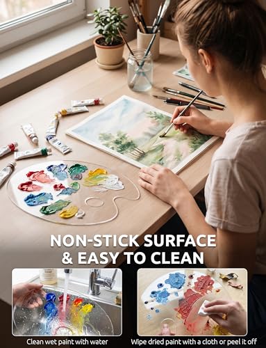 DUGATO Clear Acrylic Paint Palette, 2-Pack Oval Paint Trays, 11.8 x 7.9 in | Medium Size Palette, Crystal-clear Acrylic, Non-stick Surface, Easy to Wipe Clean, Suitable for Acrylic, Oil & Watercolor - size: Oval Medium 11.8 x 7.9 inches 2pcs