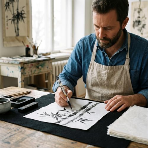 Benepisyo Black Calligraphy Brush Pens for Beginners, 2 Pack 민화 붓펜 | Flexible brush tip, rich black ink, traditional Asian design, beginner friendly, smooth flow, hand lettering tools