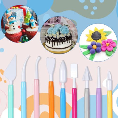 Clay Sculpting Tools Set 9 Pcs Air Dry Clay Tools Double-Head Modeling ClayTool for Pottery, Polymer, Air Dry Clays, Modeling, Shaping, Cake Decoration