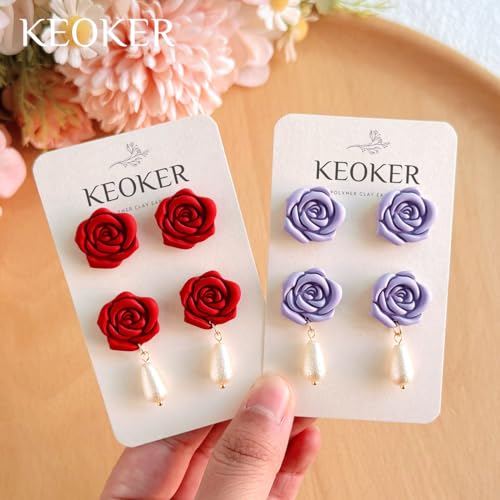 KEOKER Valentines Day Polymer Clay Cutters, Valentines Polymer Clay Cutters for Earrings Making, 10 Shapes Valentines Earring Clay Cutters, Heart Clay Cutters for Polymer Clay Jewelry (Studs) - color: studs clay cutters