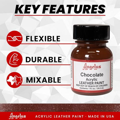 Angelus Acrylic Leather Paint, 1 Fl Oz (Pack of 1), Chocolate - color: Chocolate, size: 1 Fl Oz (Pack of 1)
