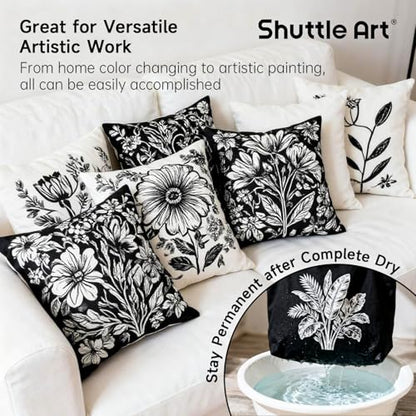 Shuttle Art Black Fabric Paint, 33.8 oz(1000 ml) Large Bottle with Pump, Permanent Fabric Paint for Furniture, Sofa, Cushions, Clothes, Soft Non-Toxic Textile Paint for Color Changing, Renewal & Art Creations - color: Black