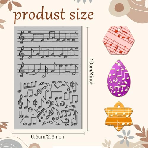 CHGCRAFT Music Note Clay Texture Mat Clay Modeling Pattern Pad Symphony Texture Sheets for Polymer Clay Making Earrings Jewerly Tools, 4×2.6 inch - style: Music Note