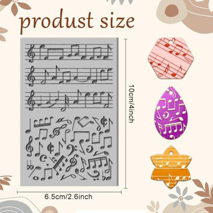 CHGCRAFT Music Note Clay Texture Mat Clay Modeling Pattern Pad Symphony Texture Sheets for Polymer Clay Making Earrings Jewerly Tools, 4×2.6 inch - style: Music Note