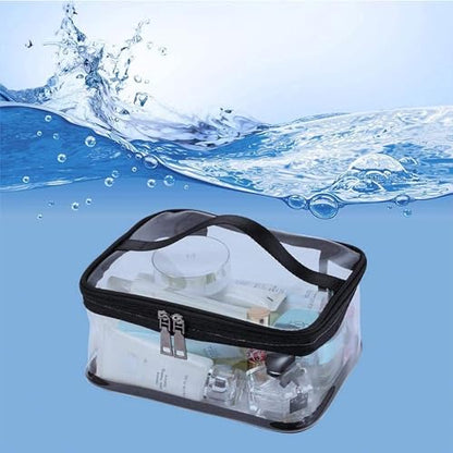Black Makeup Bag Zipper Waterproof Portable Travel Storage Pouch 2 Pcs - color: Black