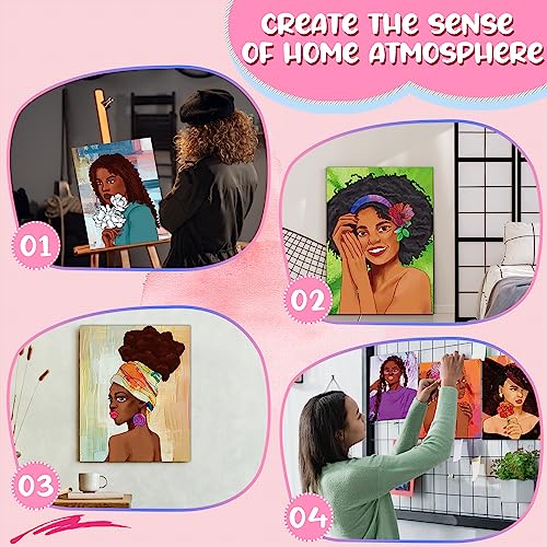 Sherr 20 Pcs Stretched Pre Drawn Canvas African American Canvas to Paint Afro Queen Black Art for Painting for Adults Outline Pre Drawn Stretched Cotton Art to Paint Party Set, 8 x 10 - style: Stylish