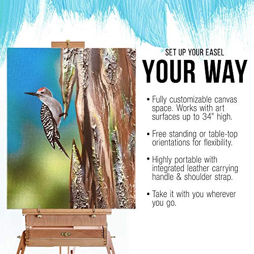 U.S. Art Supply Large Beechwood French Easel, Adjustable Plein Air Easels Sketchbox Tripod for Field & Studio Painting Easel for Adults, Drawing, Display - Portable with Artist Drawer & Palette - style: Easel