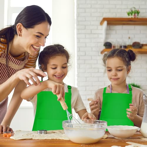10 Pack Kids Apron Children Apron Adjustable with 2 Pockets Kids Chef Painting Aprons for Cooking Baking Painting Crafts Making (Green) - color: Green