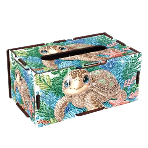 JZHYOAN DIY Rectangle Toilet Paper Dispenser, Woodpecker Diamond Art Tissue Box, Desk Decorative Tissue Box, 8.85x5x4.13 Inch Portable Office Cross Stitch Paper Holder for Home Bedroom Bathroom - color: light brown