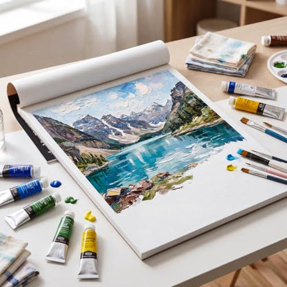 12 Sheets Canvas Paper Pad 16”x20”, 350 GSM Canvas Sheets Glue Bound Canvas Sketchbook for Adults and Students - Acrylic Painting, Oil Painting - size: 16”x20”